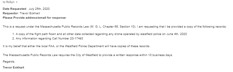 Westfield Massachusetts FOIA Request